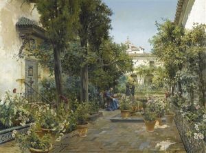 Garden In Seville by Manuel Garcia y Rodriguez