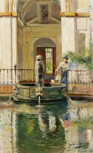 An Einem Brunnen In Sevilla by Manuel Garcia y Rodriguez