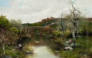 Pescando En El Guadaira, Alcala by Manuel Garcia y Rodriguez