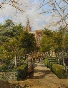 Vista De La Giralda Desde La Plaza Del Triunfo, Sevilla (view From The Plaza Del Triunfo Towards The Giralda Tower, Seville) by Manuel Garcia y Rodriguez