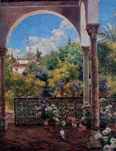 Los Jardines De Los Reales Alcazares De Sevilla by Manuel Garcia y Rodriguez