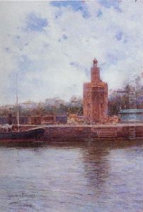 Sevilla. Vista Del Guadalquivir Con La Torre Del Oro by Manuel Garcia y Rodriguez