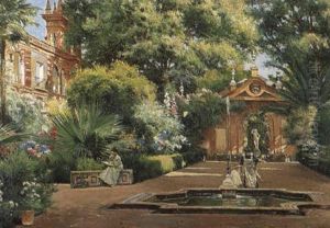 Dappled Sunlight In The Garden by Manuel Garcia y Rodriguez