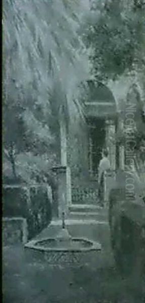 Woman On A Garden Terrace - view 1