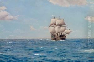 The "mayflower" With The "pilgrim" In The Atlantic, Year 1620 by Horatio Gerardo Garcia