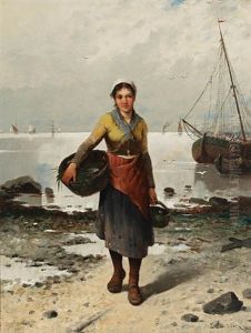 Danish Fisher-girl (+ Norwegian Fisherman; Pair) by Louis Marius Garcin
