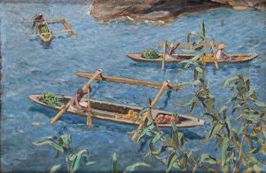 Pirogues A Balancier Mokele Comores by Raoul du Gardier
