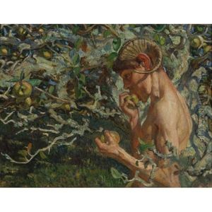 Pan In The Apple Orchard by Raoul du Gardier