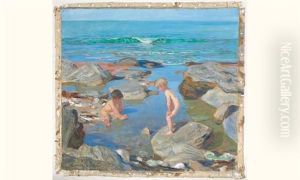 Enfants Jouant Dans Les Rochers