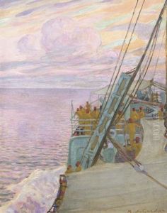 A L'heure Du Soleil Couchant, Ocen Indien by Raoul du Gardier