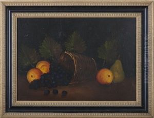 Still-life With Basket Of Grapes, Oranges And A Pear