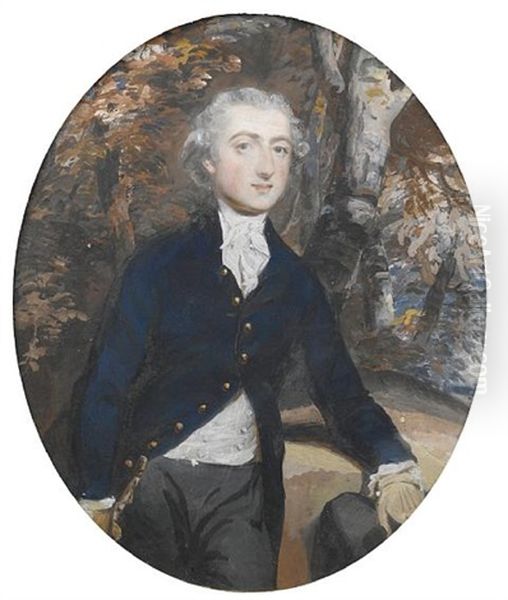 Portrait Of Mr. Bradley In A Blue Coat, Standing Before A Landscape - view 1