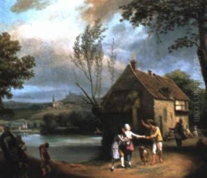 Conversation Villageoise Au Bord Du Lac by Jan Anton Garemyn
