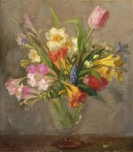 A Flower Still Life With Tulips And Daffodils by Solomon Garf