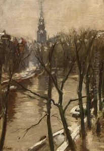 A View Of Amsterdam In Winter by Solomon Garf