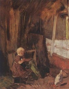 A Little Girl In A Stable by Solomon Garf