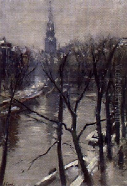 Amsterdamer Grachtenszene Bei Winter - view 1
