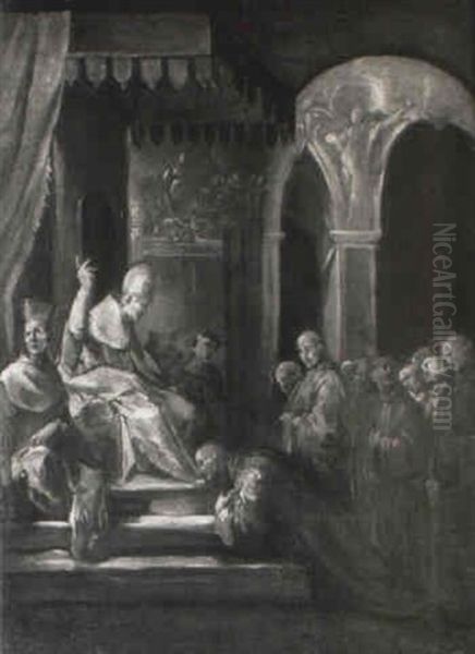 St. Bruno Kneeling Before The Pope - view 1