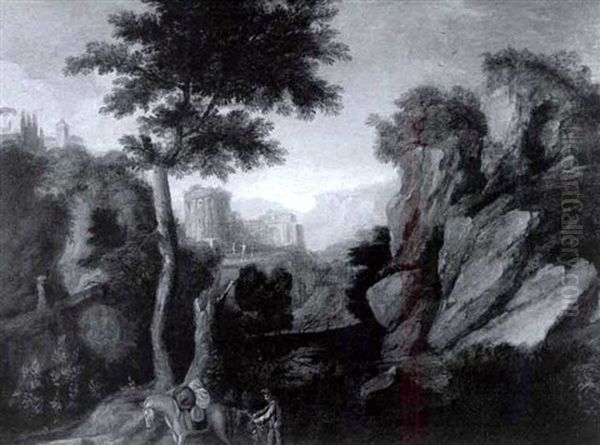 Travelers In A Mountainous Landscape - view 1