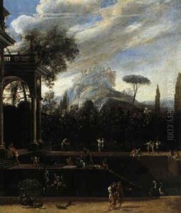 Cortile E Giardino Di Palazzo Con Figure Cortile E Giardino Di Palazzo Con Figure