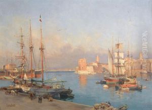 Vue Animee Du Port De Marseille by Joseph Garibaldi