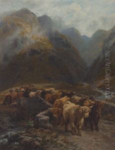 Highland Cattle In An Extensive Landscape by Henry Garland