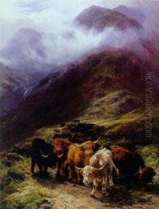 A Highland Landscape With Cattle by Henry Garland