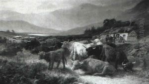 Highland Drove Resting, Argyllshire by Henry Garland