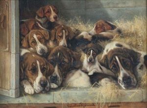 A Cosy Corner On The Benches by Valentine Thomas Garland