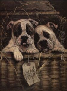 Bulldog Pups- With Care by Valentine Thomas Garland