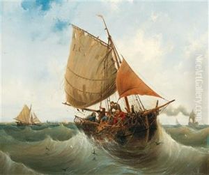 Fishing By The Coast by Ambroise-Louis Garneray