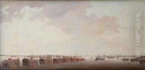 Portsmouth Harbour, Early Morning View Of The Prisoner Of War Hulks In Portchester Creek