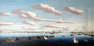 Panorama Of Portsmouth Harbour With Prison Hulks In Line Ahead And Warships At Anchor, Including Warships Of The American And Spanish Navies Panorama Of Portsmouth Harbour With Prison Hulks In Line Ahead And Warships At Anchor, Including Warships Of The American And Spanish Navies