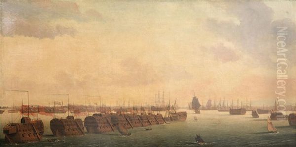Prison Hulks In Line Ahead At Portsmouth Harbour - view 1