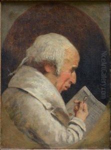 Profil D'homme Lisant Un Journal Avec Une Loupe by Ambroise-Louis Garneray