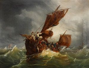 A Boat In Stormy Seas by Ambroise-Louis Garneray