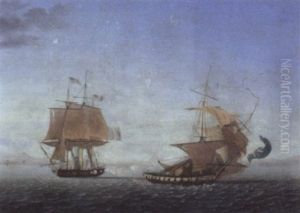 The "hornet" And The "peacock" by Ambroise-Louis Garneray