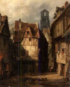 Ansicht Einer Franzosischen Stadt Mit Fachwerkhausern