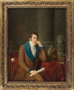 Portrait D'homme Contemplant Le Buste D'homere by Jean Francois Garneray