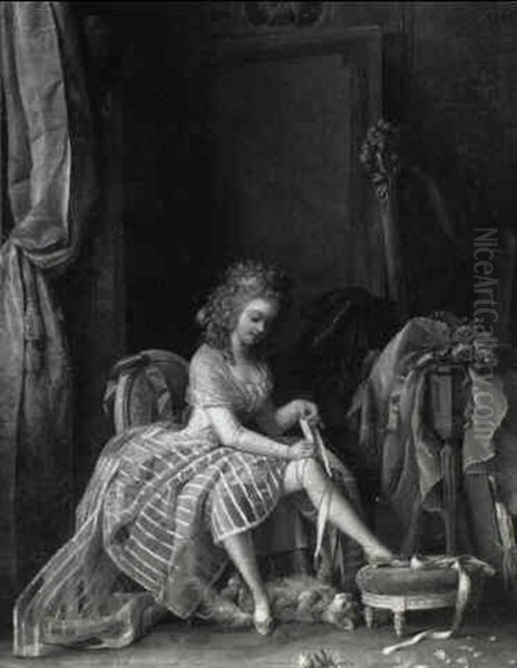 Junge Dame In Ihrem Boudoir Beim Ankleiden - view 1
