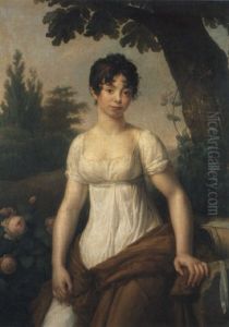 Portrait De Jeune Fille Dans Un Jardin by Etienne-Barthelemy Garnier