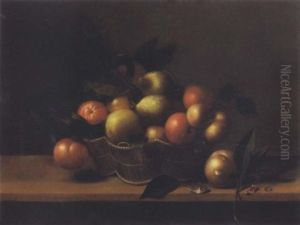 Nature Morte De Fruits Dans Une Corbeille D'osier by Francois Garnier