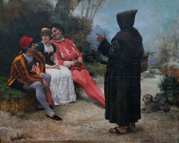 Scene Theatrale, La Conversation Sur Un Banc - view 1