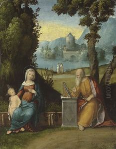 The Madonna And Child, Painted By Saint Luke, In A Landscape by Benvenuto Tisi da Garofalo