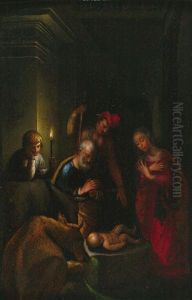 Anbetung Des Kindes Im Schein Einer Fackel. by Benvenuto Tisi da Garofalo