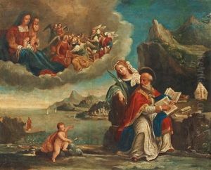 Saint Augustine With The Holy Family And Saint Catherine Of Alexandria (the Vision Of Saint Augustine) by Benvenuto Tisi da Garofalo