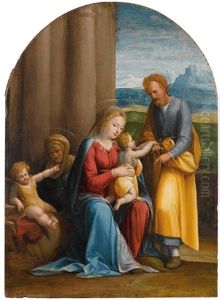 Die Heilige Familie Mit Dem Heiligen Johannes Und Der Heiligen Anna by Benvenuto Tisi da Garofalo
