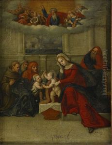 Madonnan Med Barnet Och Sankt Anna by Benvenuto Tisi da Garofalo