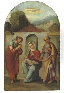 The Madonna And Child With Saints James And Peter by Benvenuto Tisi da Garofalo