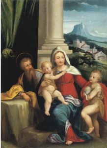 Sacra Famiglia E San Giovannino Con Paesaggio Sullo Sfondo by Benvenuto Tisi da Garofalo